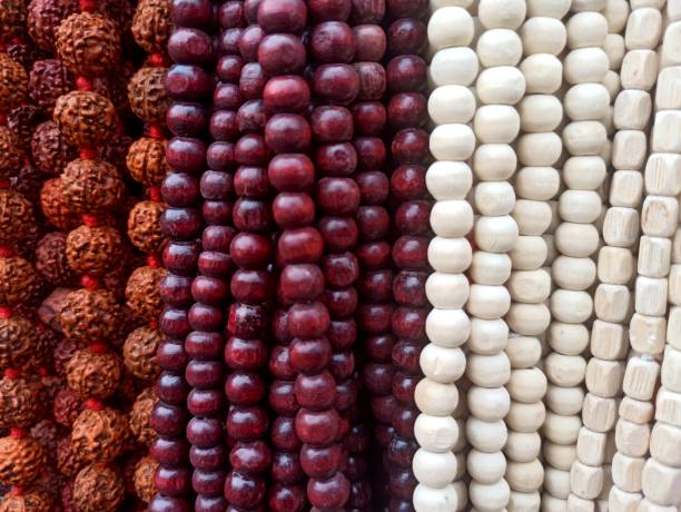 Rudraksha and tulsi holy basil beads mala garland used for workship and spirituality